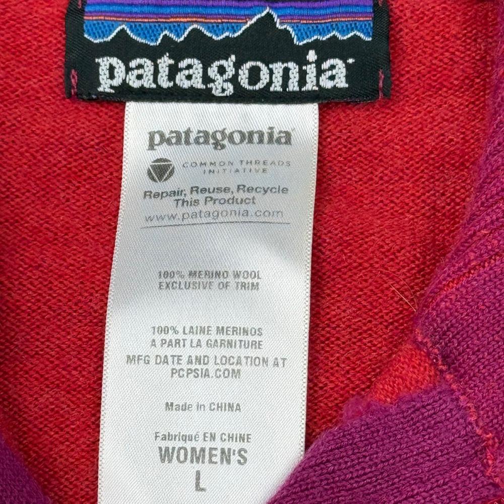 Patagonia Womens Magenta Pink 100% Merino Wool Quarter Zip Sweater Base Layer L - Picture 3 of 8